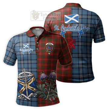 Bruce Tartan Polo Shirt Happy St. Andrew's Day Half Tartan Style