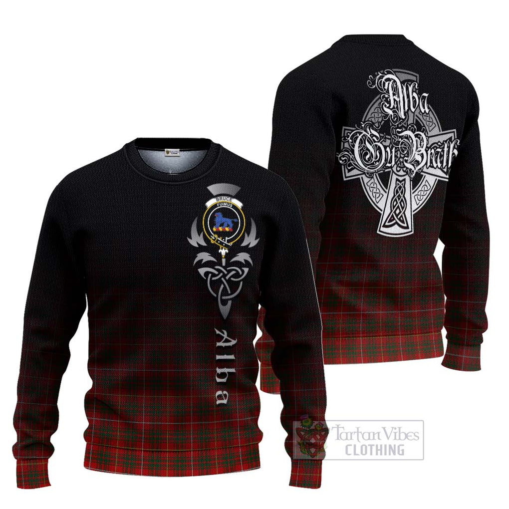 Tartan Vibes Clothing Bruce Tartan Knitted Sweater Featuring Alba Gu Brath Family Crest Celtic Inspired