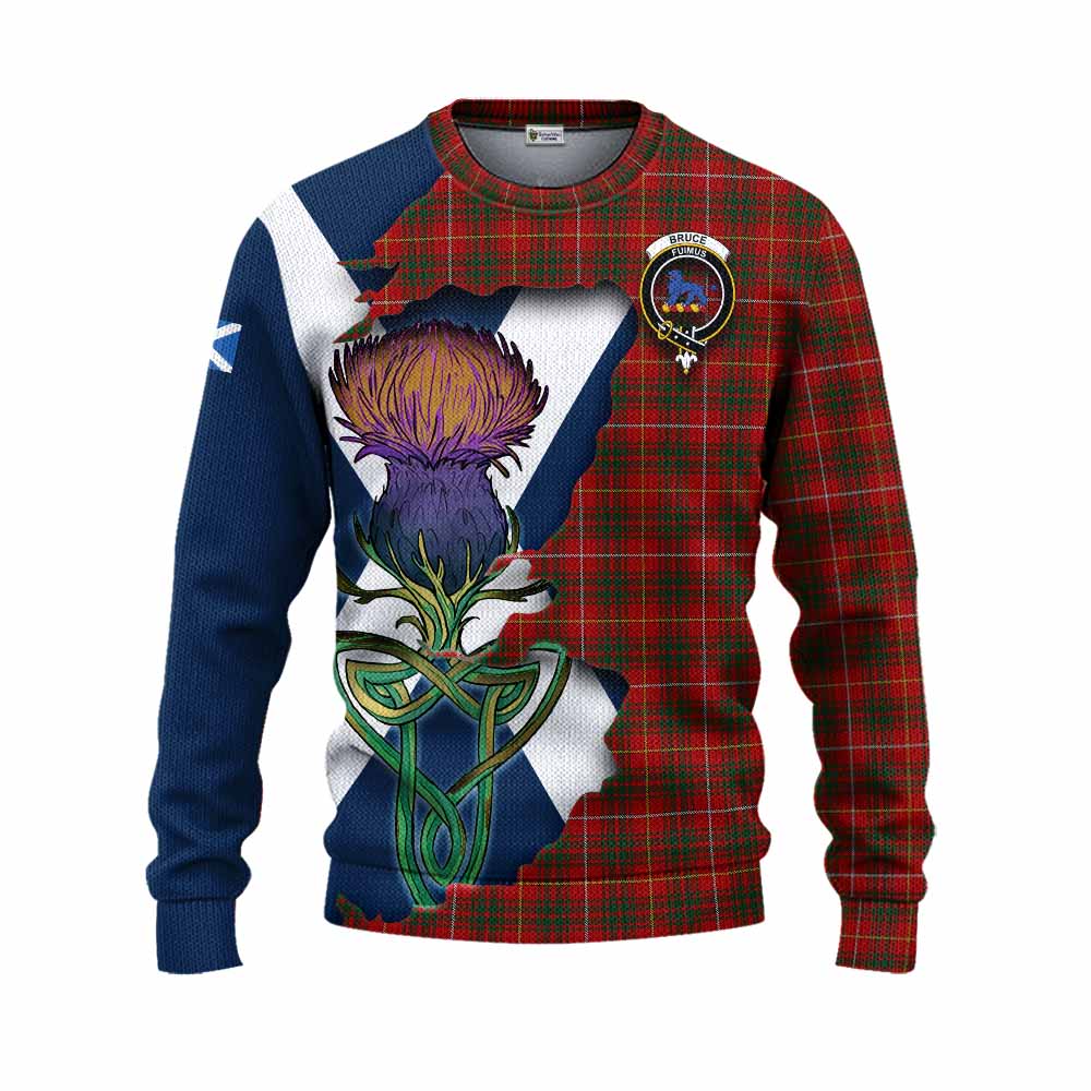 Bruce Tartan Family Crest Knitted Sweater Scottish Thistle Celtic Inspired Unisex - Tartan Vibes Clothing