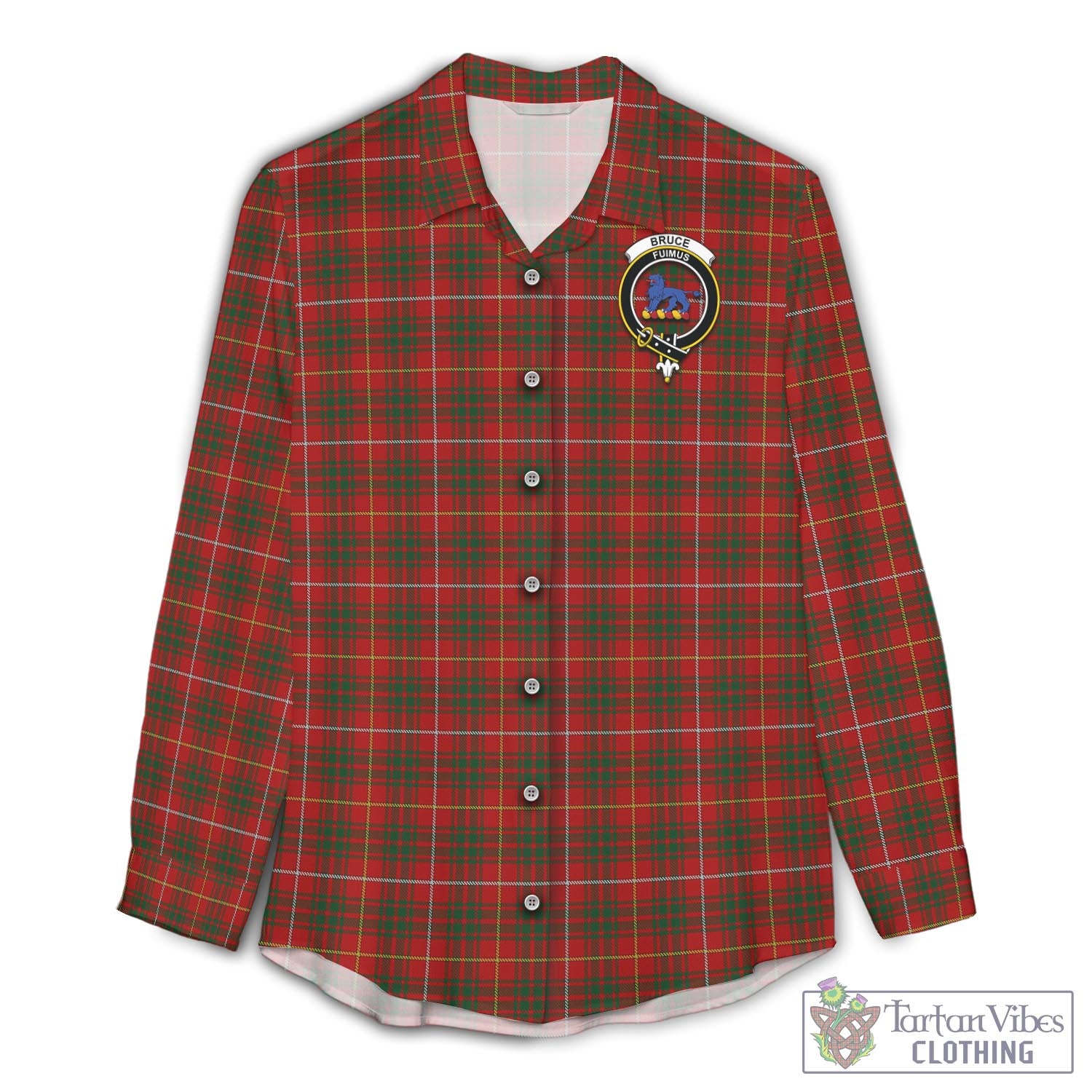 Tartan Vibes Clothing Bruce Tartan Womens Casual Shirt with Family Crest