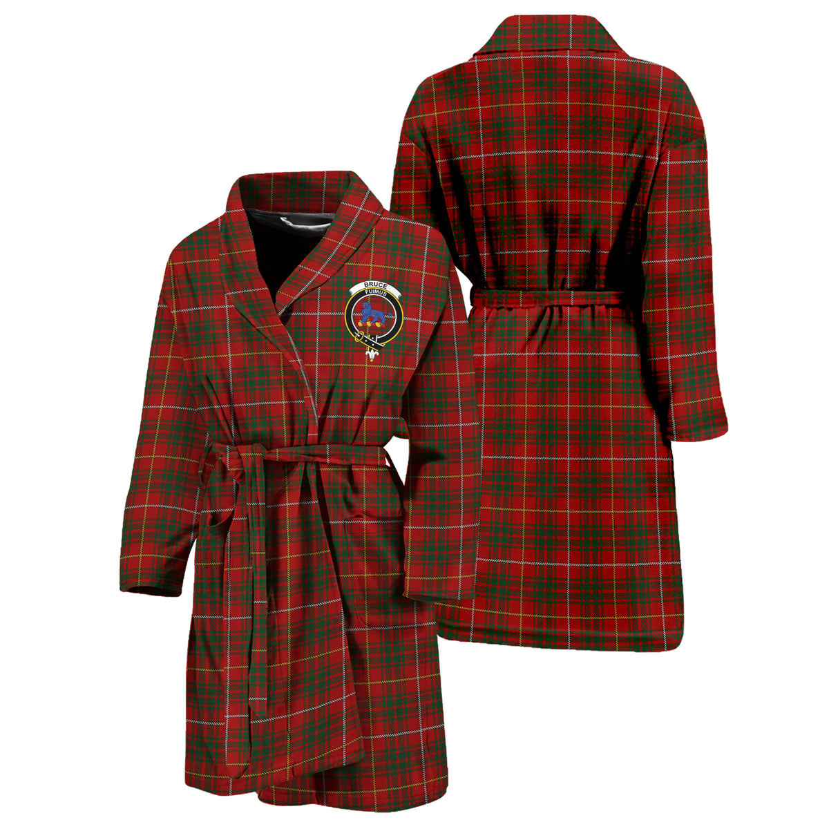 Bruce Tartan Bathrobe with Family Crest Unisex S - Tartan Vibes Clothing