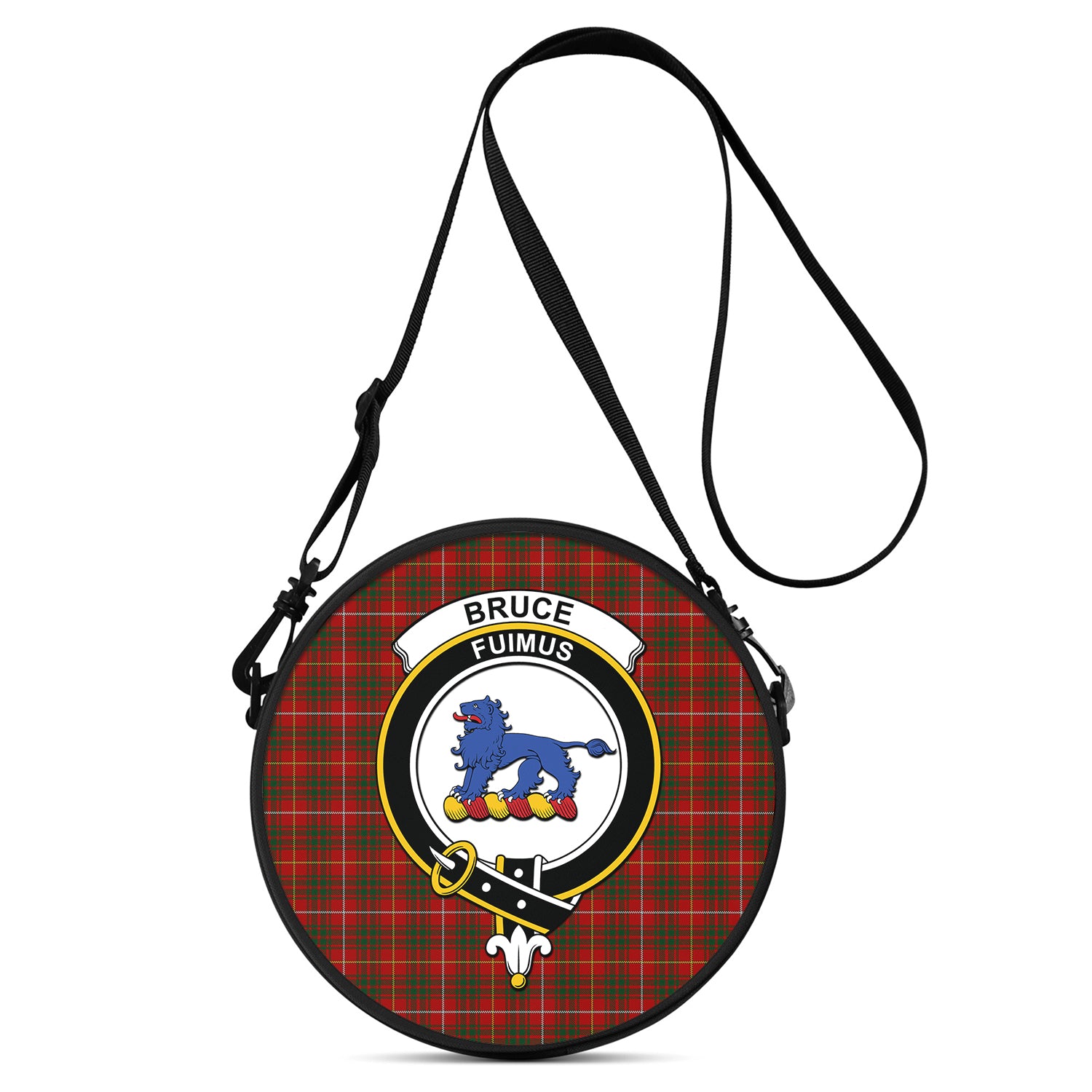 Bruce Tartan Round Satchel Bags with Family Crest One Size 9*9*2.7 inch - Tartanvibesclothing