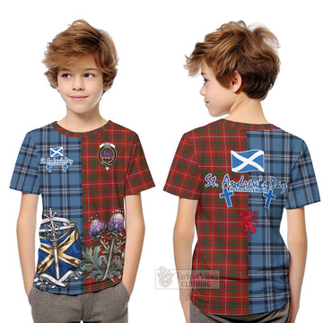 Bruce Tartan Kid T-Shirt Happy St. Andrew's Day Half Tartan Style