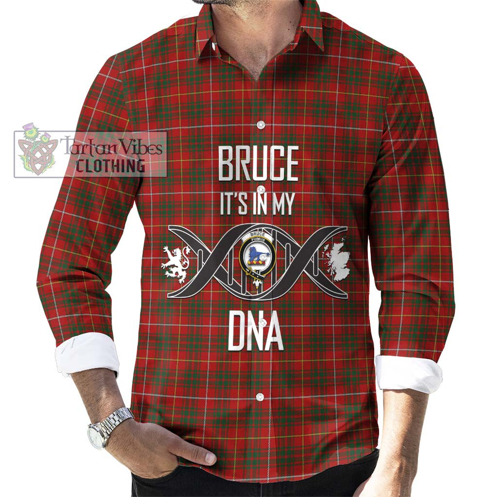 Bruce Tartan Long Sleeve Button Shirt with Family Crest DNA In Me Style Men's Shirt S - Tartanvibesclothing Shop