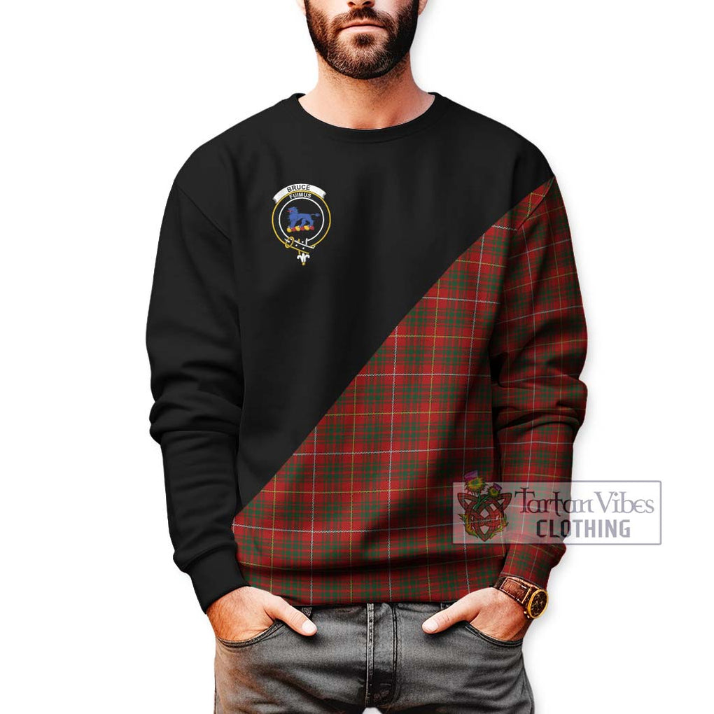 Bruce Tartan Sweatshirt with Family Crest and Military Logo Style Unisex - Tartanvibesclothing Shop