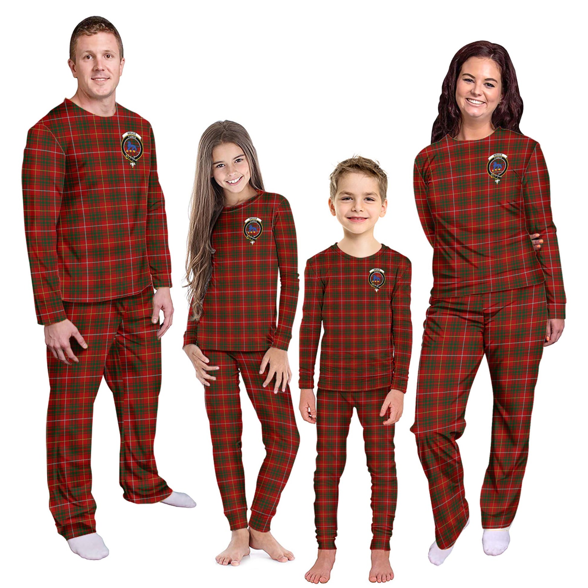 Bruce Tartan Pajamas Family Set with Family Crest Kid - Tartan Vibes Clothing