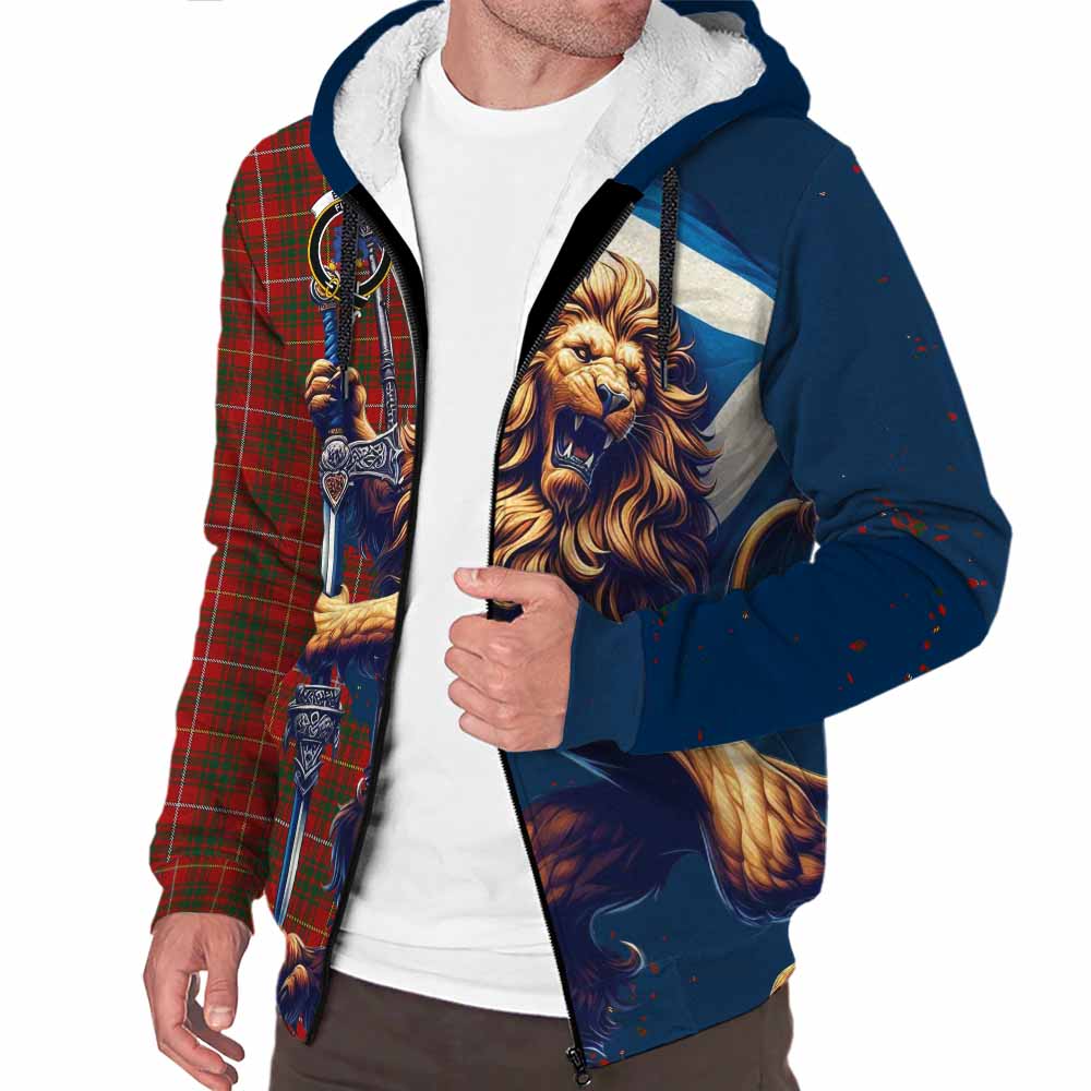 Tartan Vibes Clothing Bruce Tartan Family Crest Sherpa Hoodie with Scottish Majestic Lion