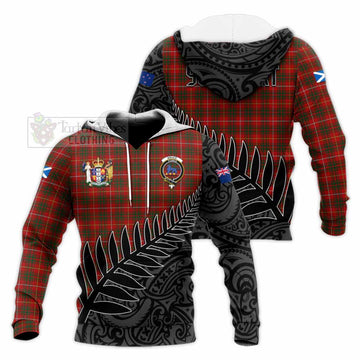 Bruce Crest Tartan Knitted Hoodie with New Zealand Silver Fern Half Style