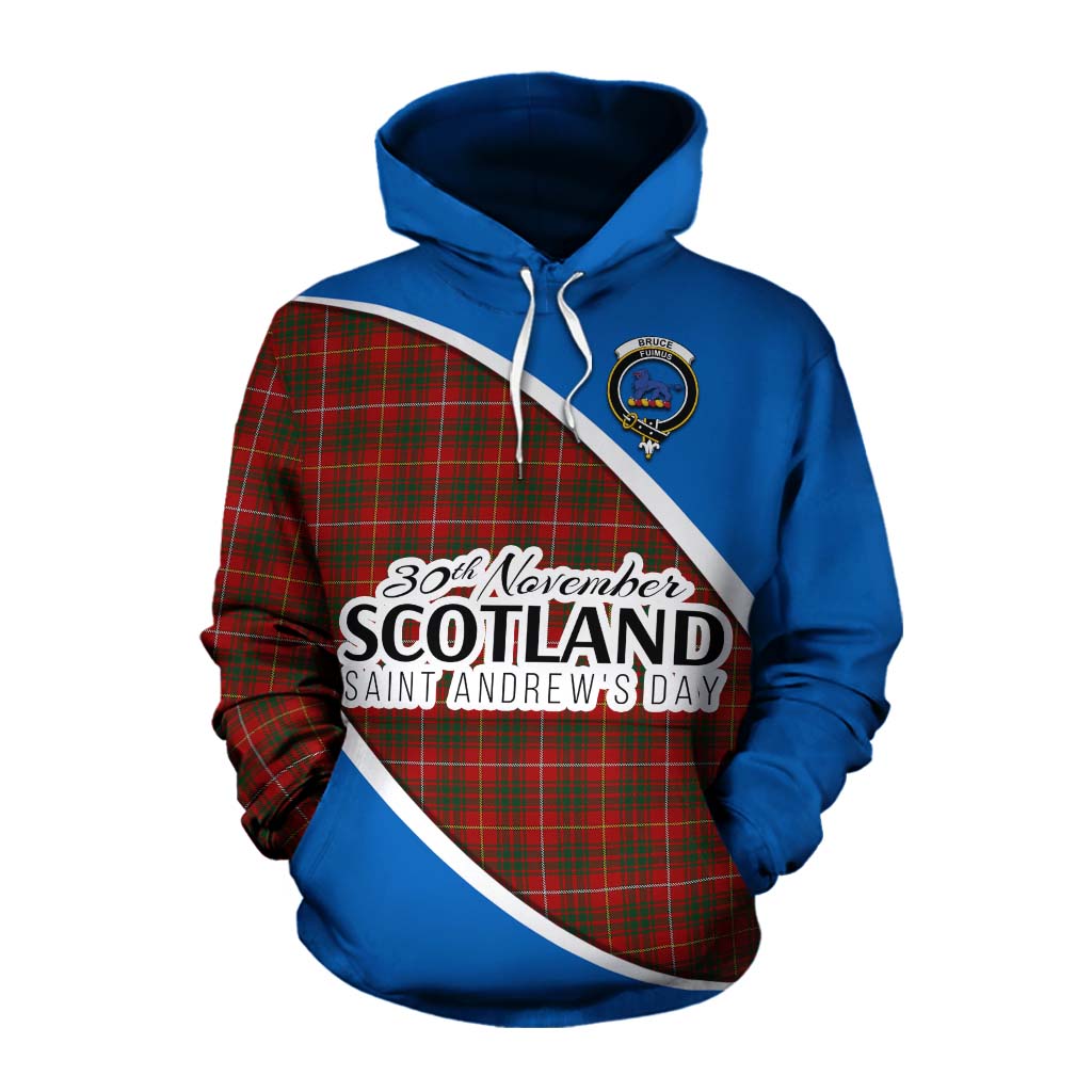 Tartan Vibes Clothing Bruce Family Crest Tartan Cotton Hoodie Celebrate Saint Andrew's Day in Style