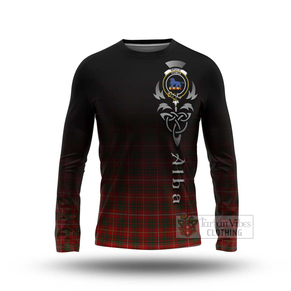 Tartan Vibes Clothing Bruce Tartan Long Sleeve T-Shirt Featuring Alba Gu Brath Family Crest Celtic Inspired