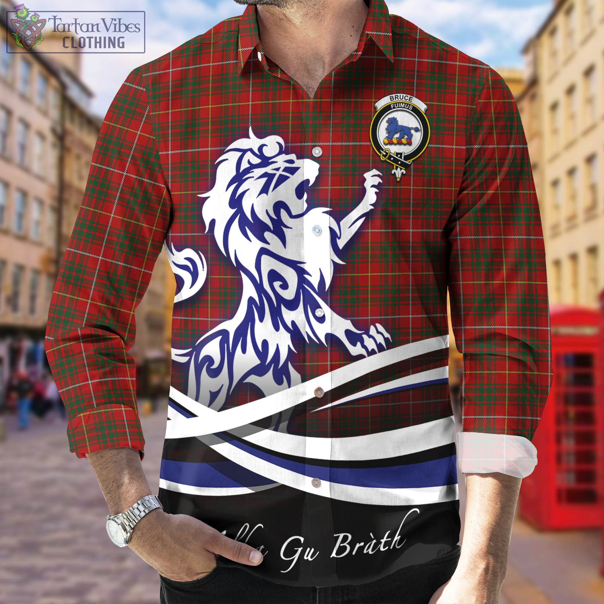 bruce-tartan-long-sleeve-button-up-shirt-with-alba-gu-brath-regal-lion-emblem