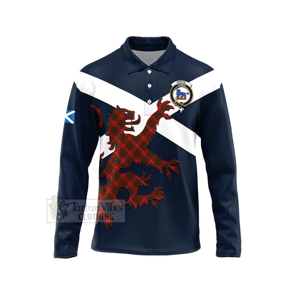 Tartan Vibes Clothing Bruce Tartan Lion Rampant Long Sleeve Polo Shirt – Proudly Display Your Heritage with Alba Gu Brath and Clan Name