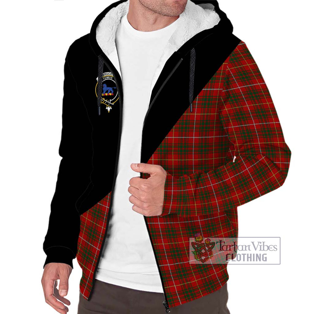 Bruce Tartan Sherpa Hoodie with Family Crest and Military Logo Style Unisex S - Tartanvibesclothing Shop