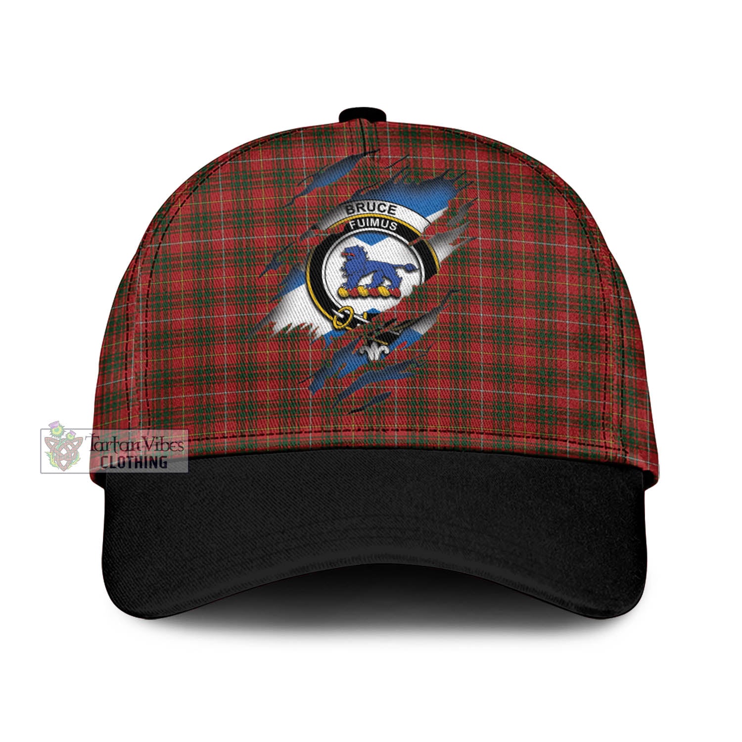 Tartan Vibes Clothing Bruce Tartan Classic Cap with Family Crest In Me Style