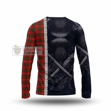 Bruce Tartan Long Sleeve T-Shirt with Family Crest Cross Sword Thistle Celtic Vibes