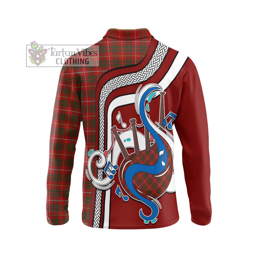 Tartan Vibes Clothing Bruce Tartan Long Sleeve Polo Shirt with Epic Bagpipe Style