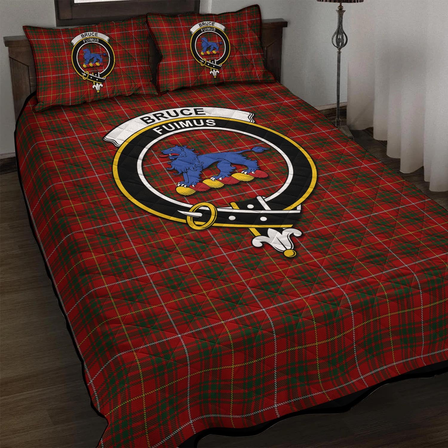 Bruce Tartan Quilt Bed Set with Family Crest - Tartan Vibes Clothing