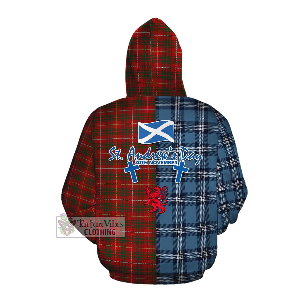 Tartan Vibes Clothing Bruce Tartan Cotton Hoodie Happy St. Andrew's Day Half Tartan Style