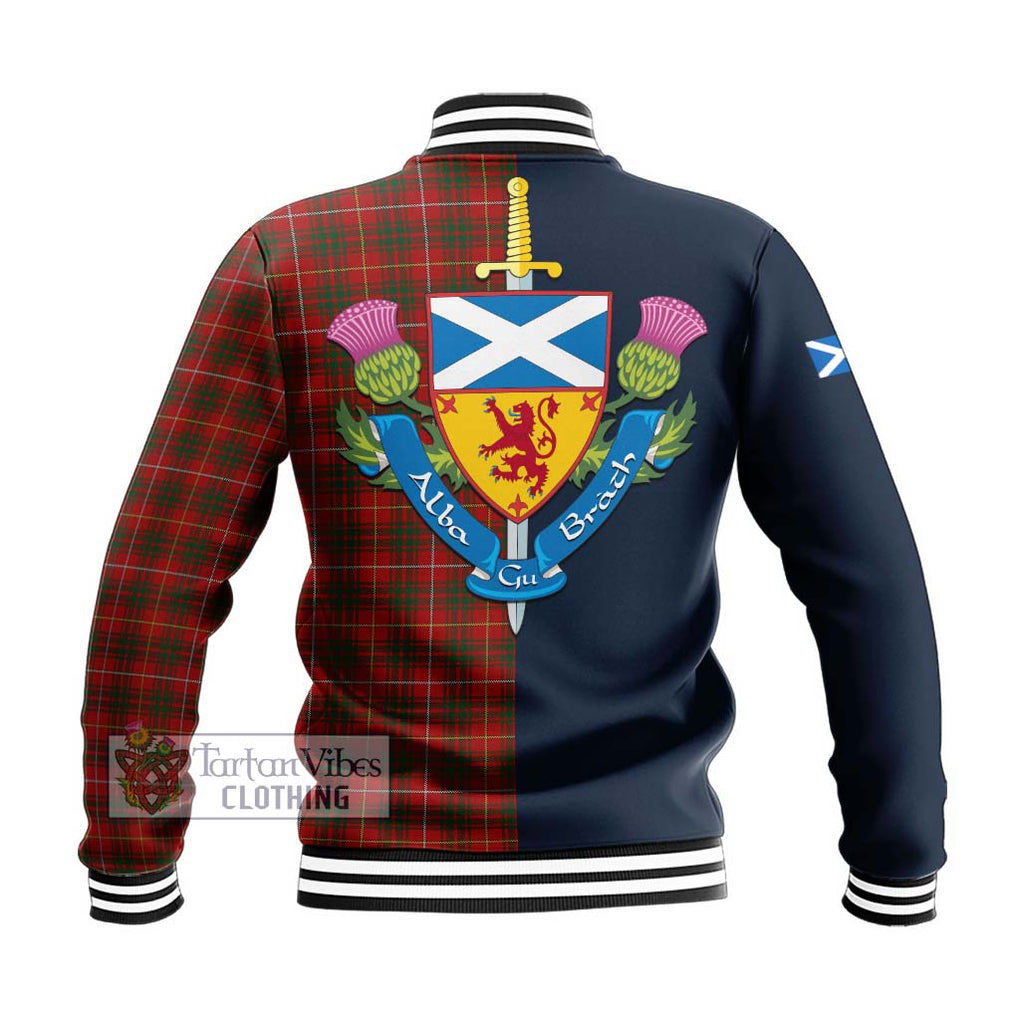 Tartan Vibes Clothing Bruce Tartan Baseball Jacket with Scottish Lion Royal Arm Half Style