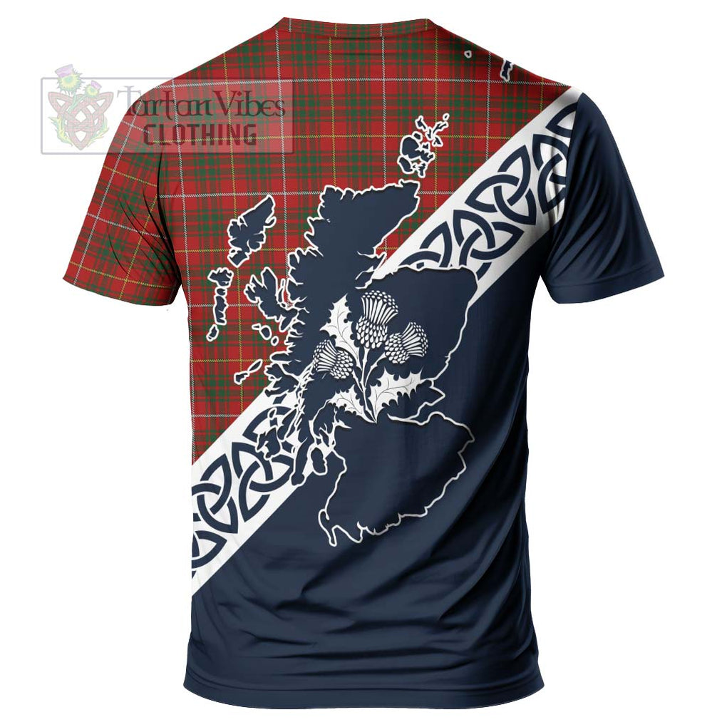 Bruce Tartan T-Shirt Featuring Thistle and Scotland Map