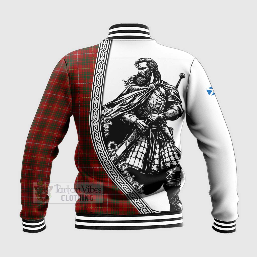 Tartan Vibes Clothing Bruce Tartan Clan Crest Baseball Jacket with Highlander Warrior Celtic Style