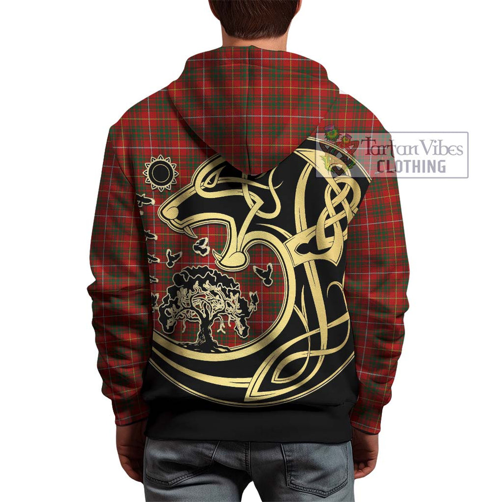 Bruce Tartan Hoodie with Family Crest Celtic Wolf Style - Tartan Vibes Clothing