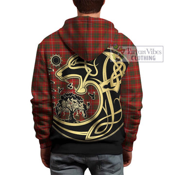 Bruce Tartan Hoodie with Family Crest Celtic Wolf Style