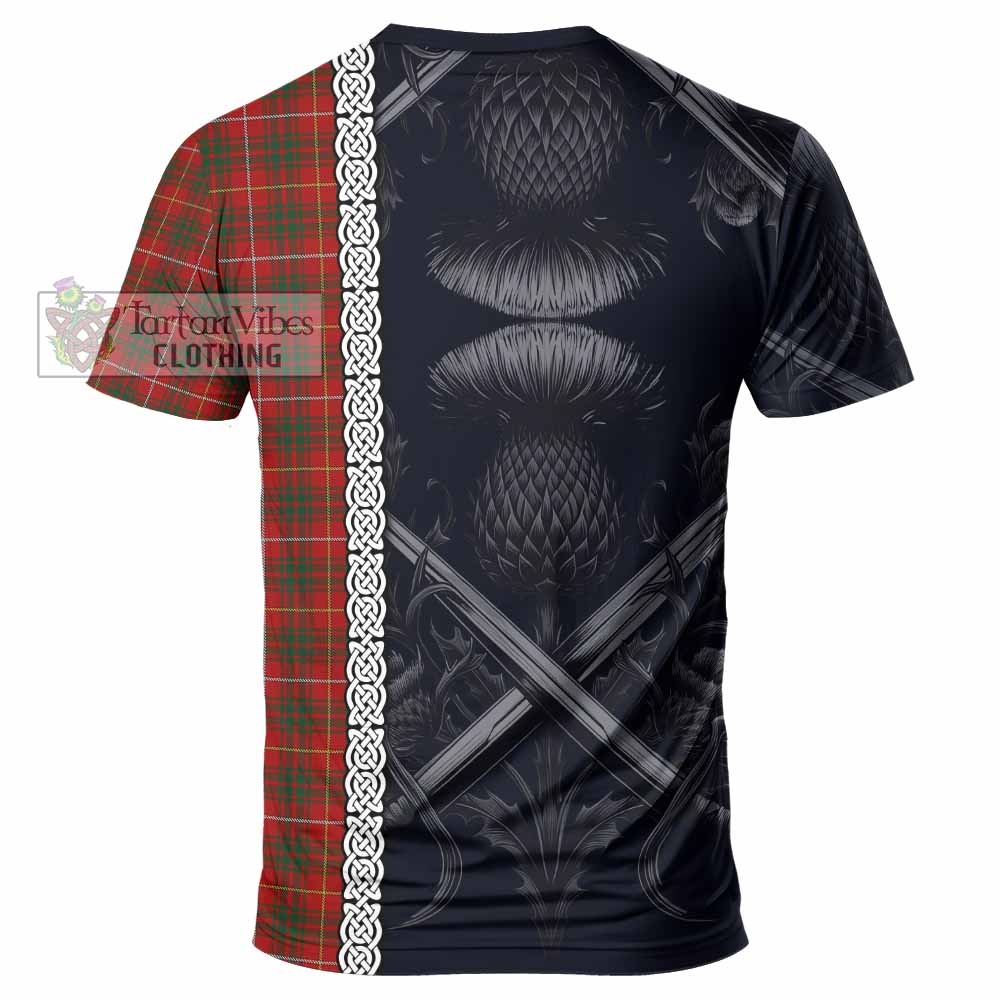 Tartan Vibes Clothing Bruce Tartan T-Shirt with Family Crest Cross Sword Thistle Celtic Vibes