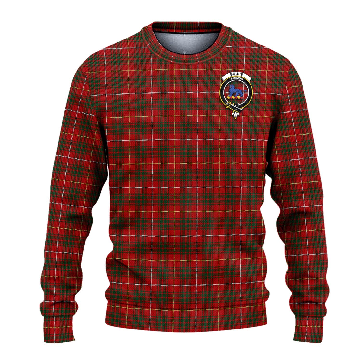 Bruce Tartan Knitted Sweater with Family Crest - Tartanvibesclothing