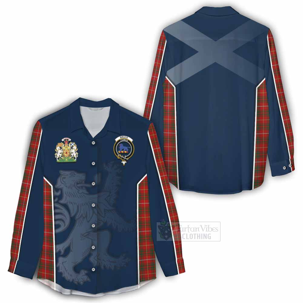 Tartan Vibes Clothing Bruce Tartan Women's Casual Shirt with Family Crest and Lion Rampant Vibes Sport Style