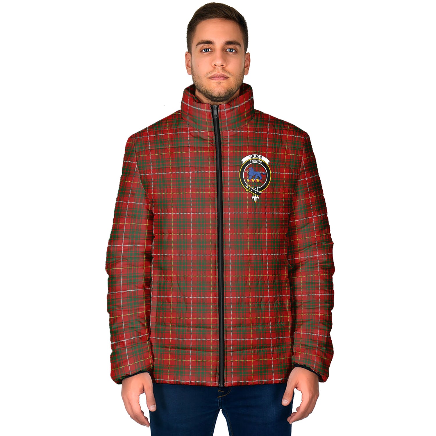 Bruce Tartan Padded Jacket with Family Crest - Tartan Vibes Clothing