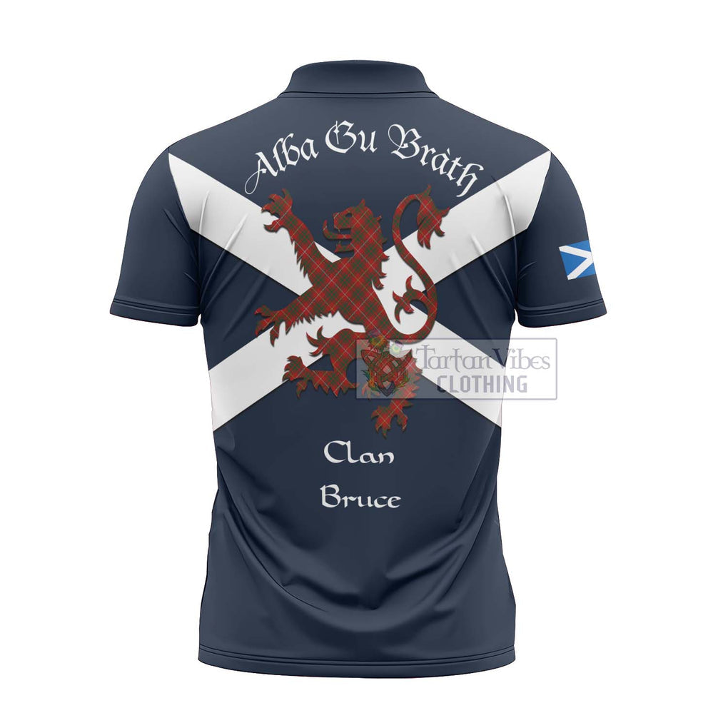 Tartan Vibes Clothing Bruce Tartan Lion Rampant Zipper Polo Shirt – Proudly Display Your Heritage with Alba Gu Brath and Clan Name