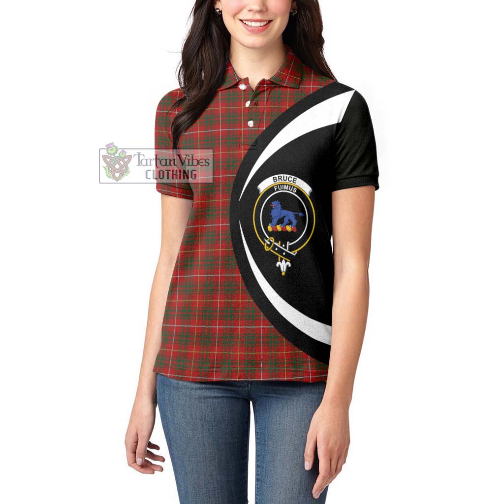 Bruce Tartan Women's Polo Shirt with Family Crest Circle Style - Tartan Vibes Clothing