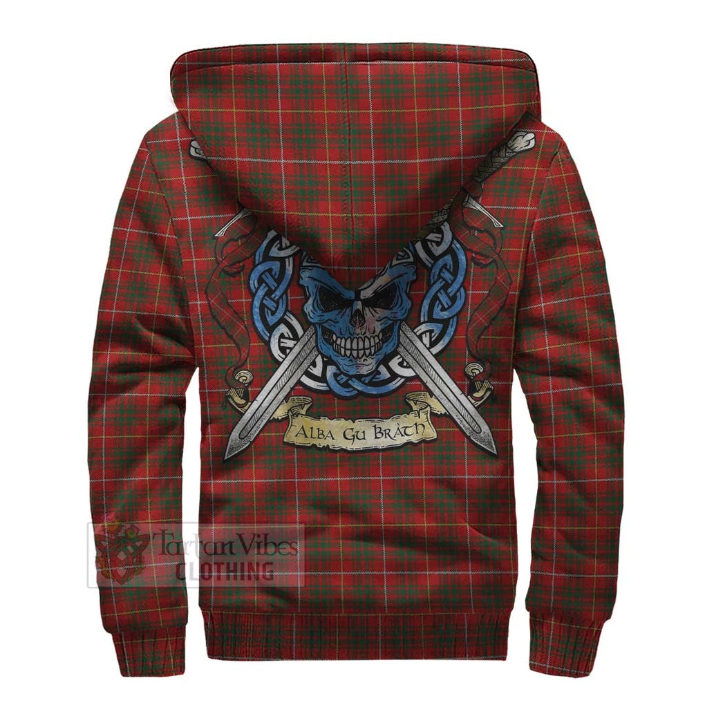 Tartan Vibes Clothing Bruce Tartan Sherpa Hoodie with Family Crest Celtic Skull Style