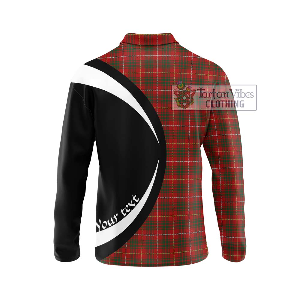 Bruce Tartan Long Sleeve Polo Shirt with Family Crest Circle Style - Tartan Vibes Clothing