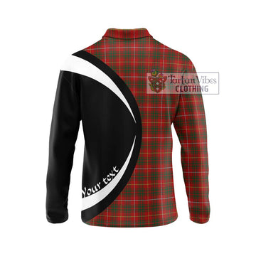 Bruce Tartan Long Sleeve Polo Shirt with Family Crest Circle Style