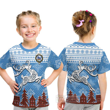 Bruce Clan Christmas Kid T-Shirt Celtic Reindeer Style