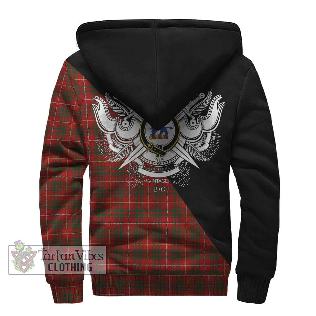 Bruce Tartan Sherpa Hoodie with Family Crest and Military Logo Style - Tartanvibesclothing Shop