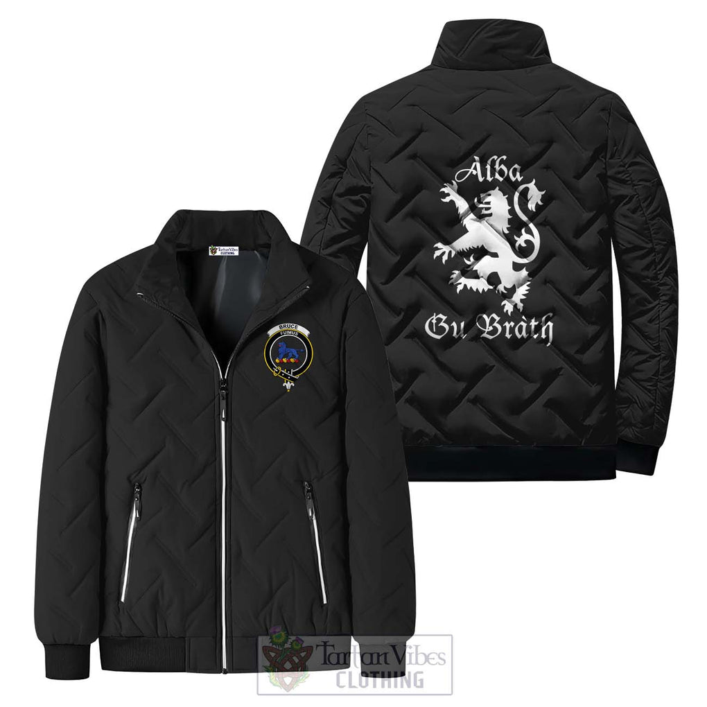 Bruce Family Crest Padded Cotton Jacket Lion Rampant Alba Gu Brath Style Black Unisex - 2D-tartanvibesclothing