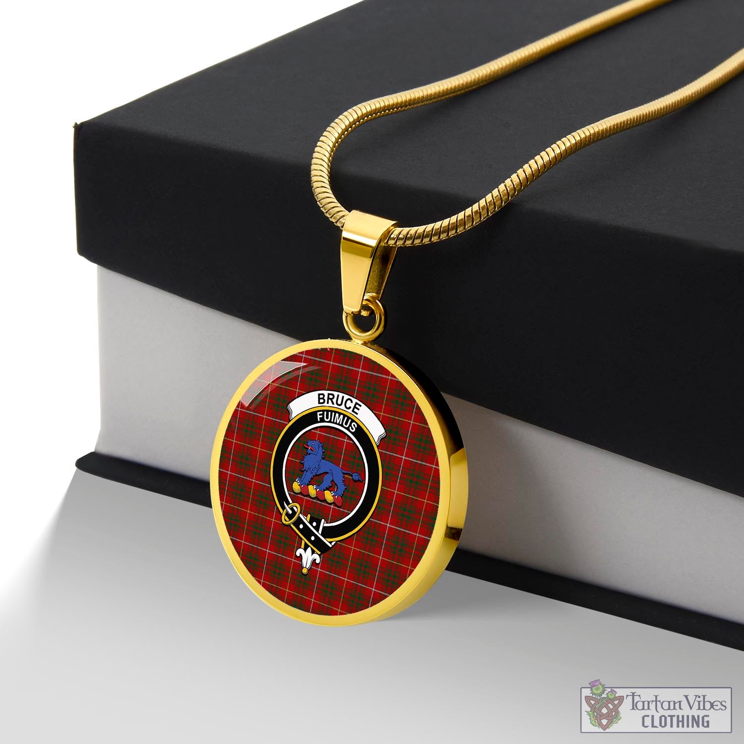 Tartan Vibes Clothing Bruce Tartan Circle Necklace with Family Crest