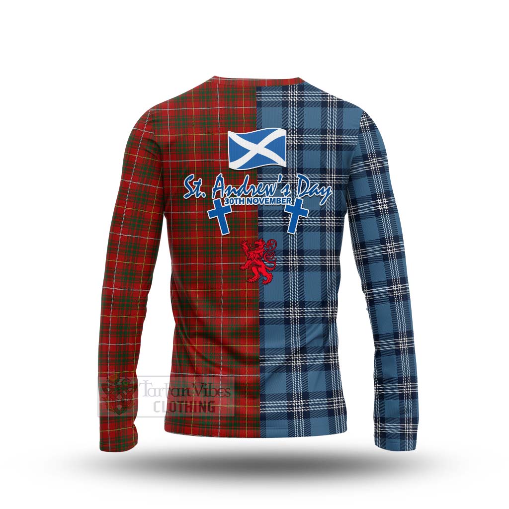 Tartan Vibes Clothing Bruce Tartan Long Sleeve T-Shirt Happy St. Andrew's Day Half Tartan Style