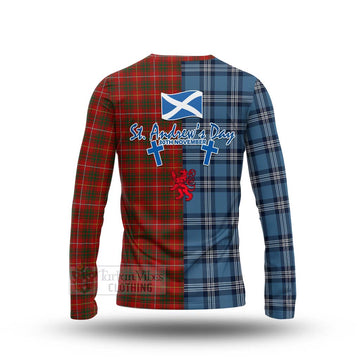 Bruce Tartan Long Sleeve T-Shirt Happy St. Andrew's Day Half Tartan Style