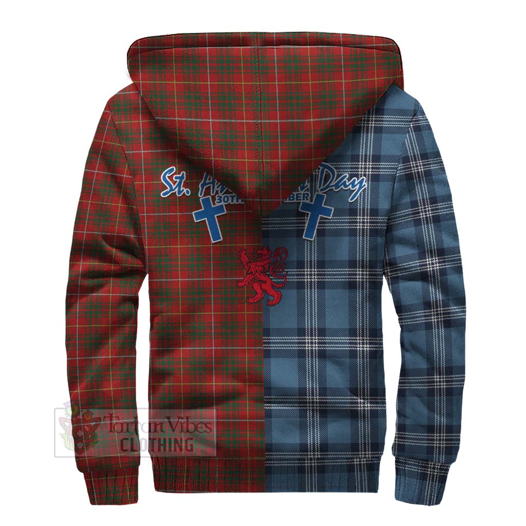 Tartan Vibes Clothing Bruce Tartan Sherpa Hoodie Happy St. Andrew's Day Half Tartan Style