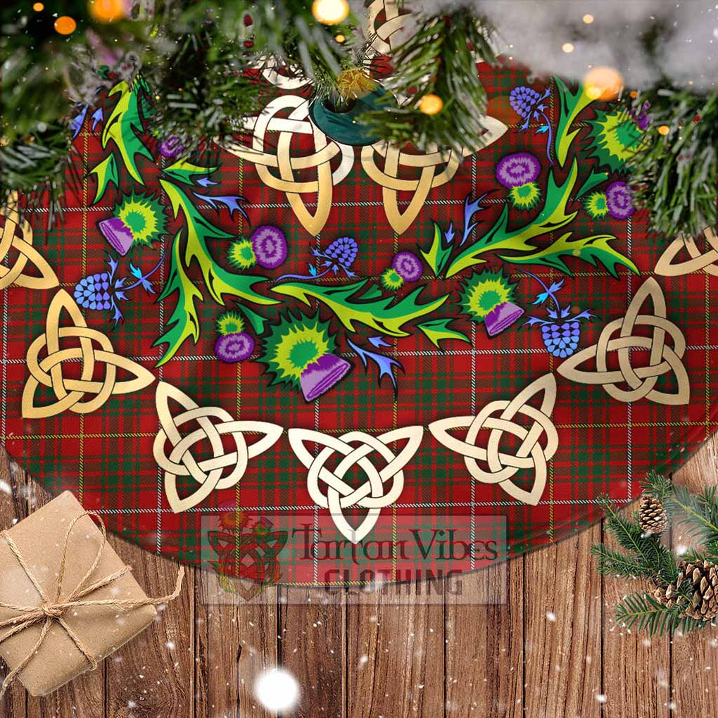 Tartan Vibes Clothing Bruce Tartan Christmas Tree Skirt with Thistle Celtic Knot Style