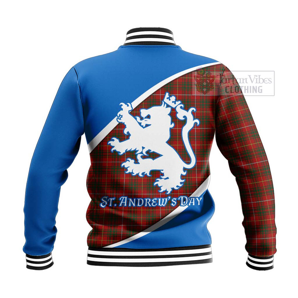 Tartan Vibes Clothing Bruce Family Crest Tartan Baseball Jacket Celebrate Saint Andrew's Day in Style