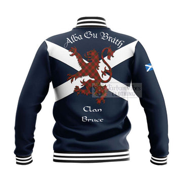 Bruce Tartan Lion Rampant Baseball Jacket  Proudly Display Your Heritage with Alba Gu Brath and Clan Name