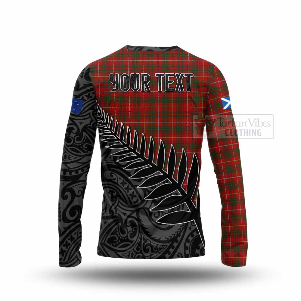 Tartan Vibes Clothing Bruce Crest Tartan Long Sleeve T-Shirt with New Zealand Silver Fern Half Style