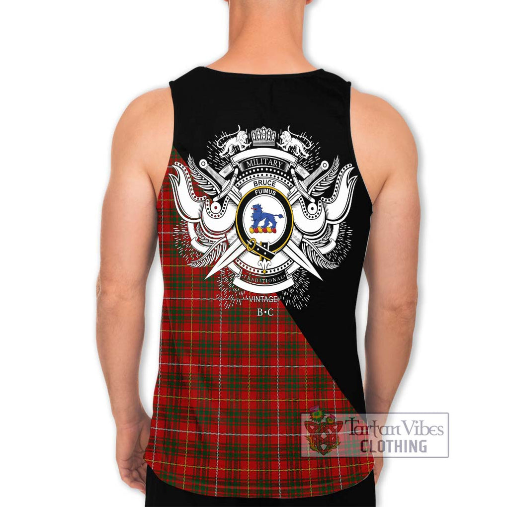 Bruce Tartan Men's Tank Top with Family Crest and Military Logo Style - Tartan Vibes Clothing