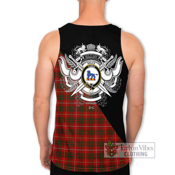 Bruce Tartan Men's Tank Top with Family Crest and Military Logo Style - Tartan Vibes Clothing