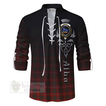 Bruce Tartan Ghillie Kilt Shirt Featuring Alba Gu Brath Family Crest Celtic Inspired